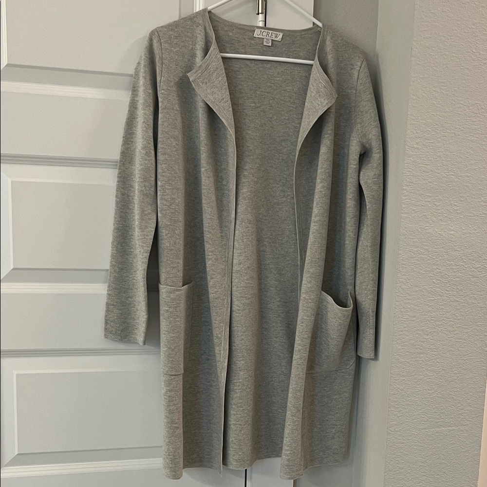 J. Crew Juliette Collarless sweater-blazer. Hthr Dove